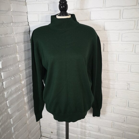 Antels Ladies Size 1X Dark Green Made in Hong Kong Mock Neck Sweater - Picture 1 of 9